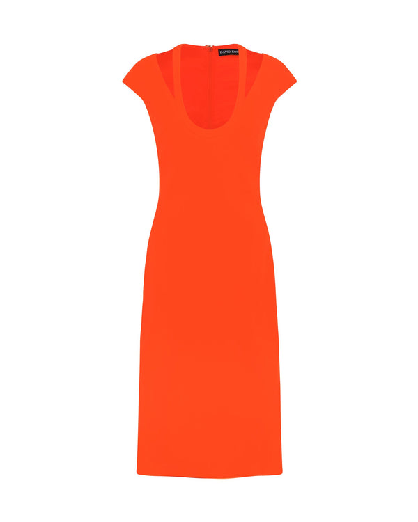 david koma U SHAPE NECKLINE MIDI DRESS IN ORANGE ORANGE