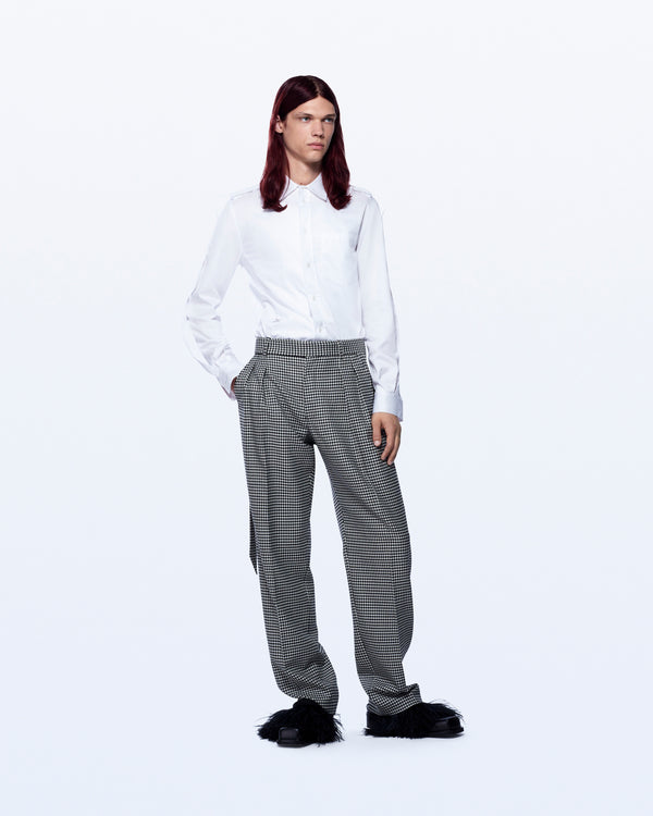 David Koma WIDE LEG HOUNDSTOOTH TUXEDO TROUSERS B/W HOUNDSTOOTH