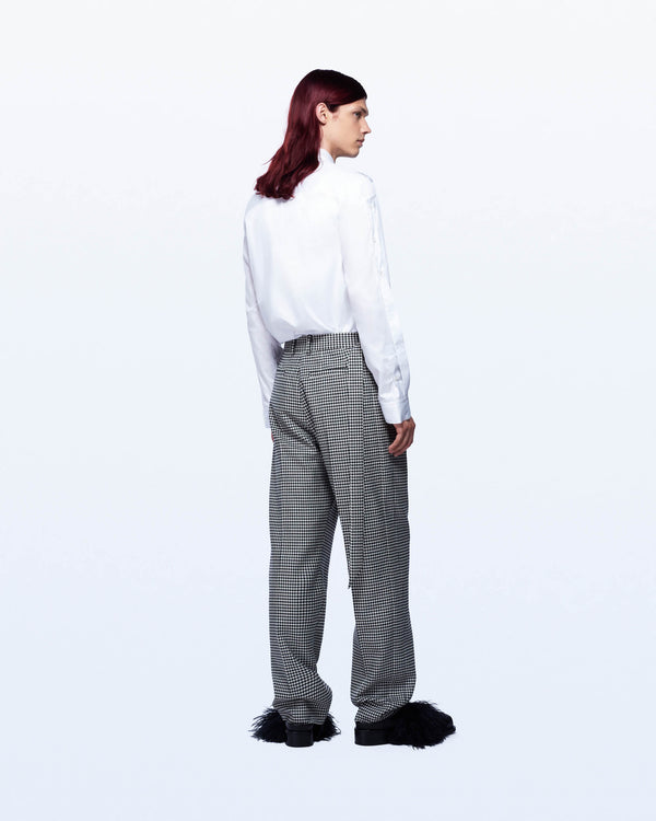David Koma WIDE LEG HOUNDSTOOTH TUXEDO TROUSERS B/W HOUNDSTOOTH