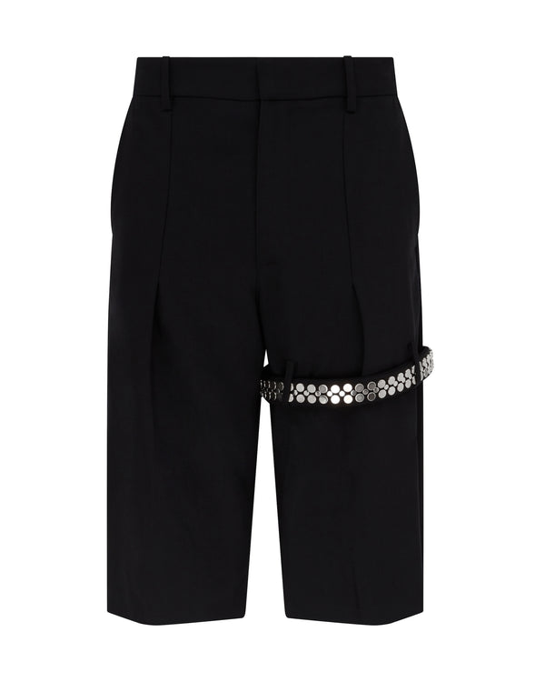david koma WIDE LEG TAILORED SHORTS WITH GARTER BLACK