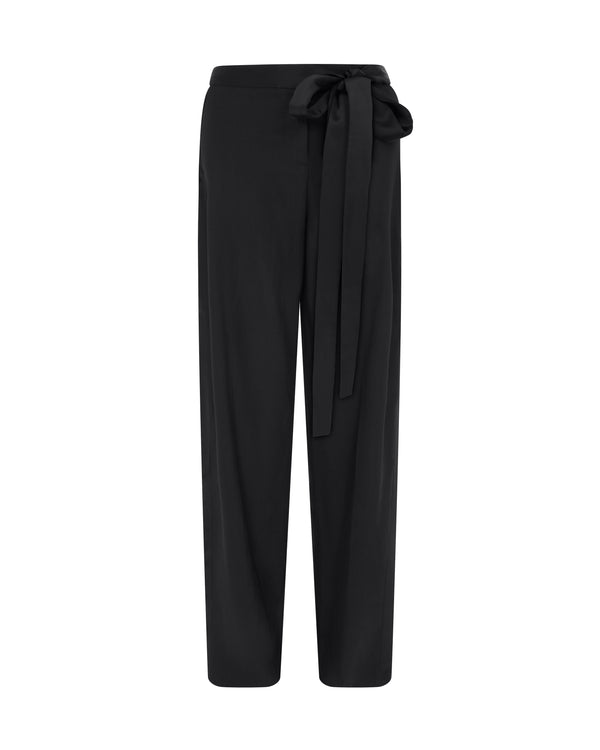 david koma WIDE LEG TROUSERS WITH SATIN BOW DETAIL BLACK