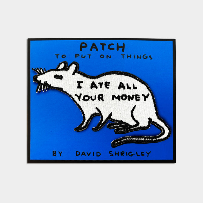 david shrigley David Shrigley Iron-on Patches - I Ate All Your Money