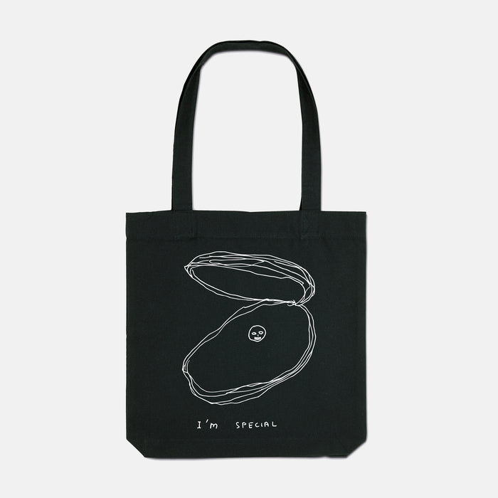 david shrigley David Shrigley Tote Bags - I'm Special in Organic Black Canvas