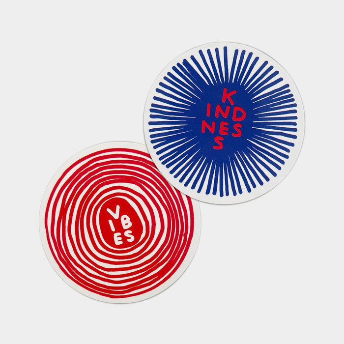 David Shrigley David Shrigley Vinyl Stickers - Kindness & Vibes