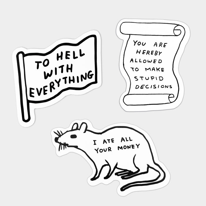 david shrigley David Shrigley Vinyl Stickers - Stupid Decisions
