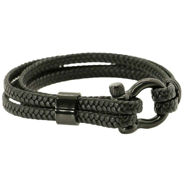 david van hagen Black Double Plaited Shackle Clasp Bracelet