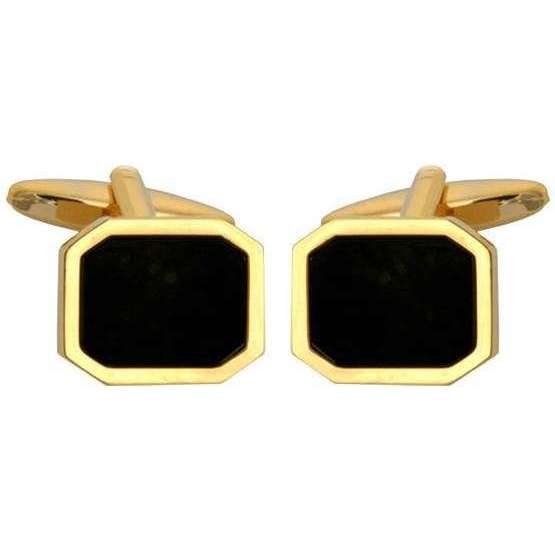 david van hagen Black Gold Plated Onyx Hexagon Cufflinks