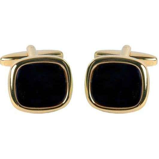 david van hagen Black Gold Plated Onyx Square Cufflinks