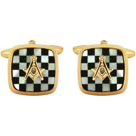 david van hagen Black Masonic Embossed Square Cufflinks