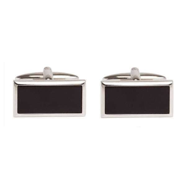 david van hagen Black Onyx Wide Rectangle Cufflinks