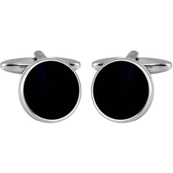 david van hagen Black Rhodium Plated Onyx Round Cufflinks