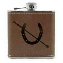 david van hagen Brown Equestrain 6oz Leatherette Hip Flask