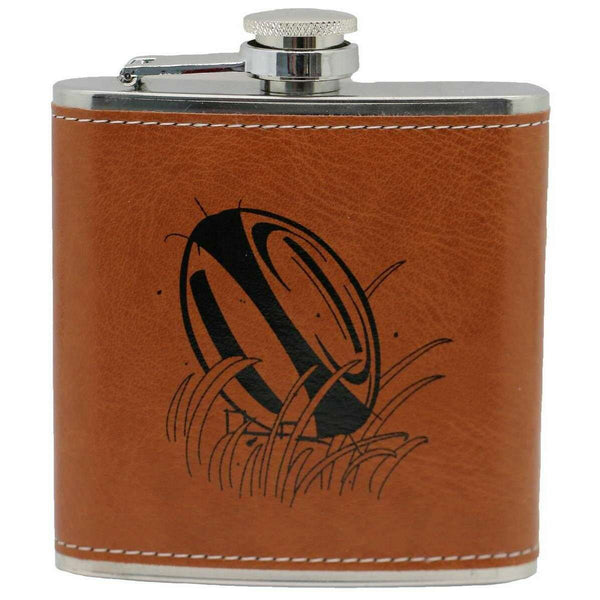 david van hagen Brown Rugby 6oz Leatherette Hip Flask