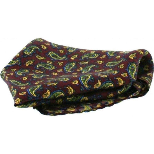 david van hagen Burgundy Small Paisley Silk Pocket Square