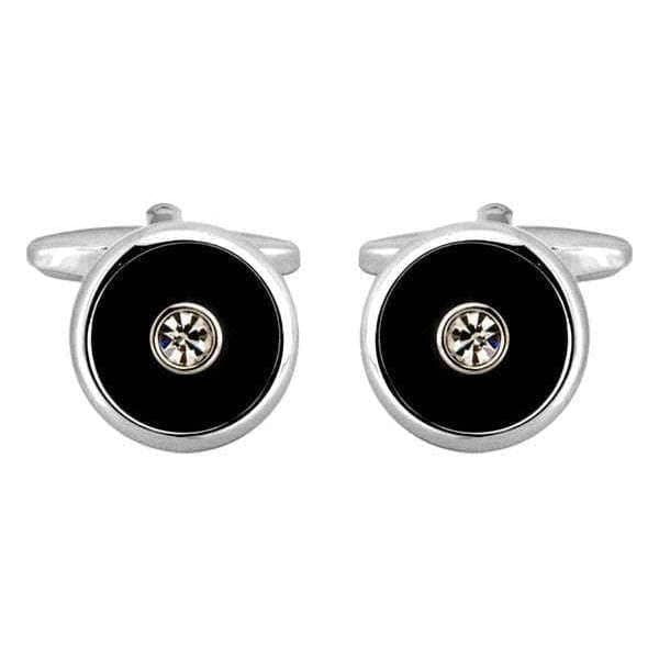 david van hagen Black Round Crystal Cufflinks
