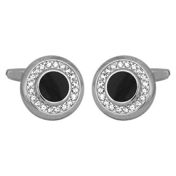 david van hagen Black Round Crystal Cufflinks