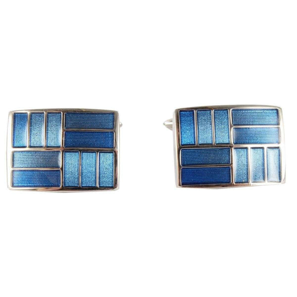 david van hagen Blue 2-Tone Rectangle Cufflinks