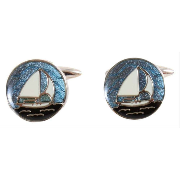 david van hagen Blue Yacht Scene Cufflinks