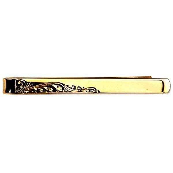 david van hagen Gold Half Engraved Leaf Tie Slide