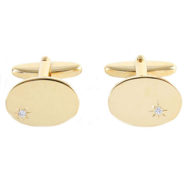 david van hagen Gold Oval Cubic Zirconia Cufflinks