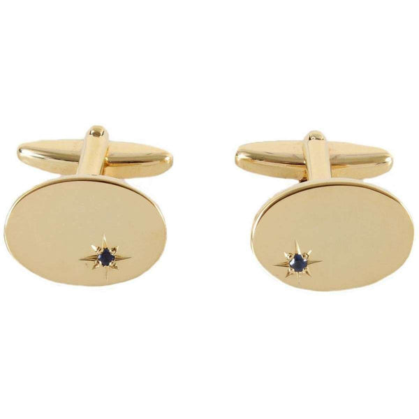 david van hagen Gold Oval Sapphire Cufflinks