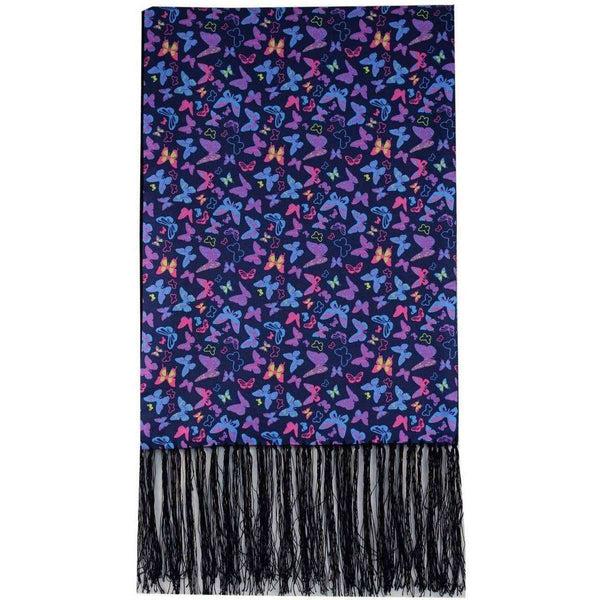 david van hagen Navy Butterfly Luxury Silk Scarf