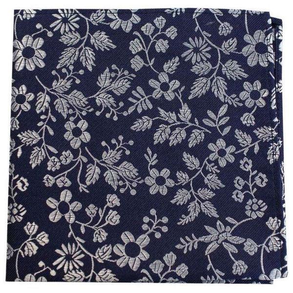 david van hagen Navy Flowers Silk Pocket Square