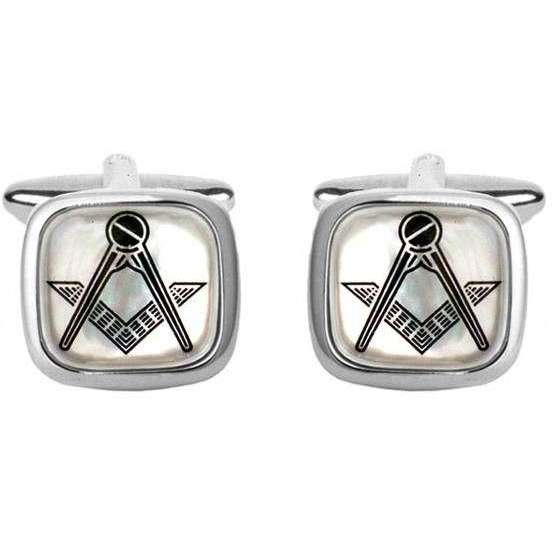 david van hagen Pearl Masonic Square Cufflinks