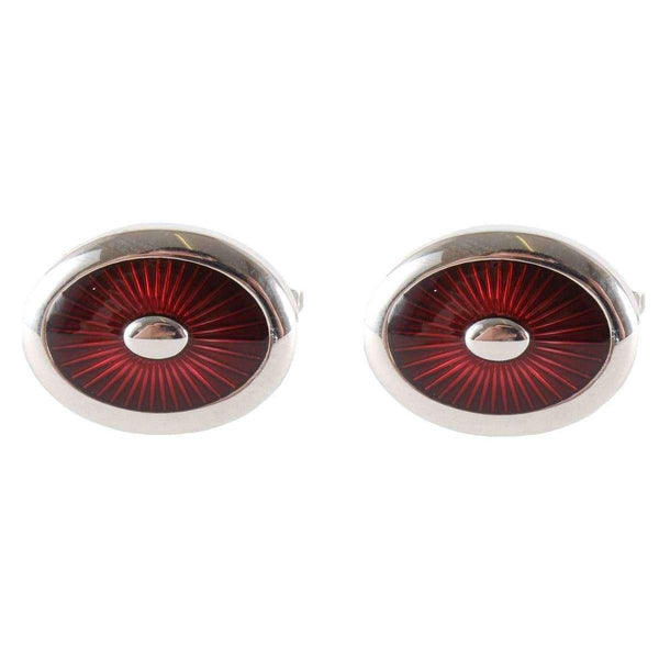 david van hagen Red Oval Enamel Cufflinks