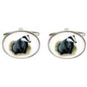 david van hagen Silver Badger Image Cufflinks