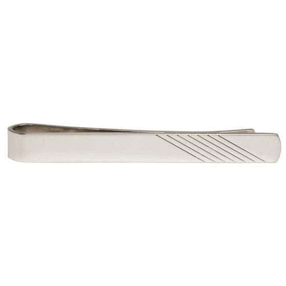 david van hagen Silver Diagonal Lines Tie Slide