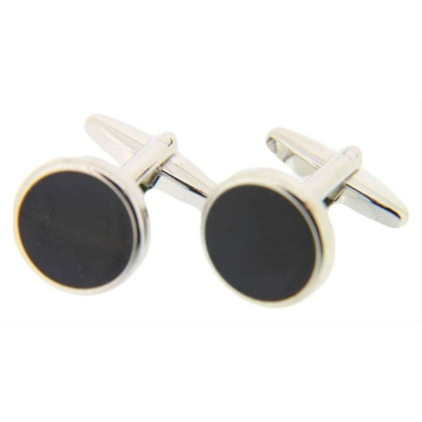 david van hagen Silver Enamel Round Cufflinks