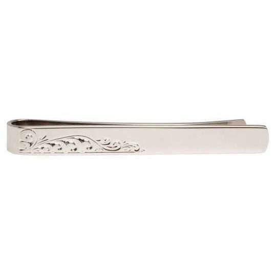 david van hagen Silver Floral Engraved Tie Slide