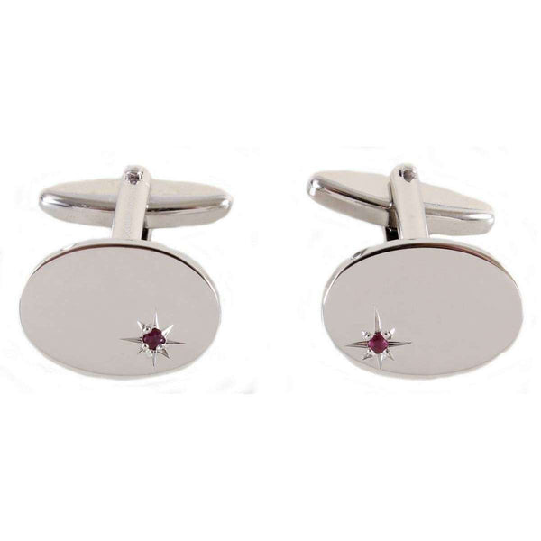 david van hagen Silver Oval Ruby Cufflinks