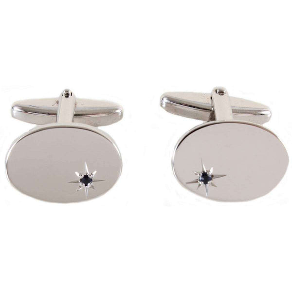 david van hagen Silver Oval Sapphire Cufflinks