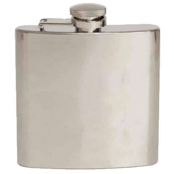 david van hagen Silver Plain Brushed 6oz Hip Flask