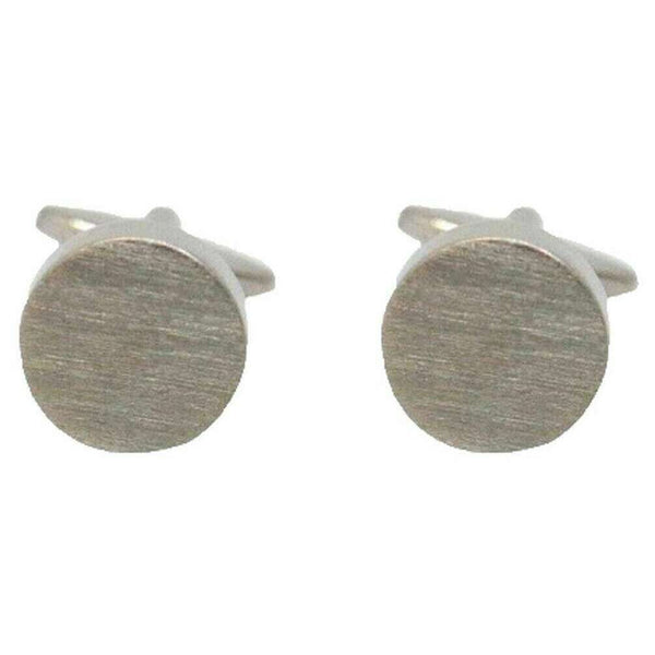 david van hagen Silver Round Brushed Cufflinks