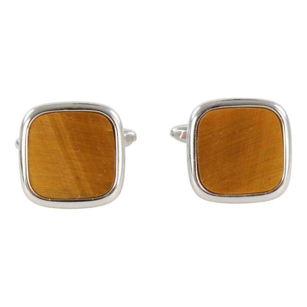 david van hagen Silver Tiger Eye Square Cufflinks