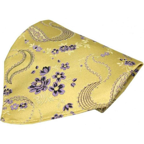 david van hagen Gold Floral Pattern Silk Pocket Square