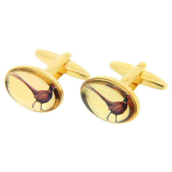 david van hagen Gold Pheasant Oval Country Cufflinks