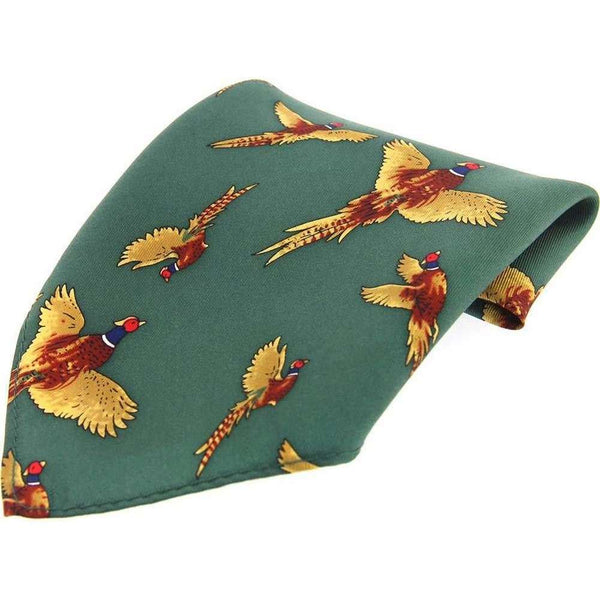 david van hagen Green Flying Pheasant Country Silk Pocket Square