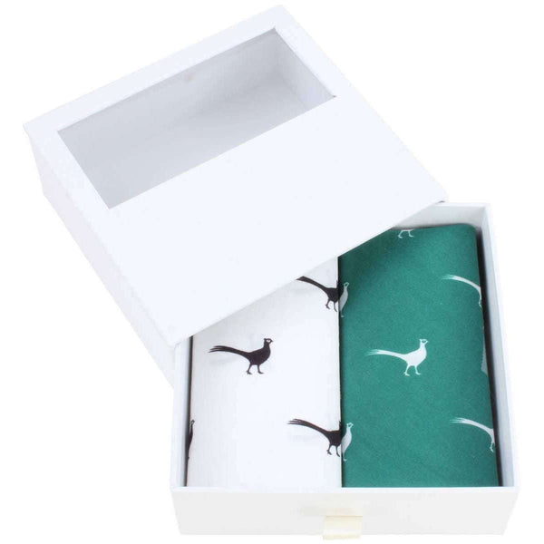 david van hagen Green Novelty Pheasant Handkerchief Set