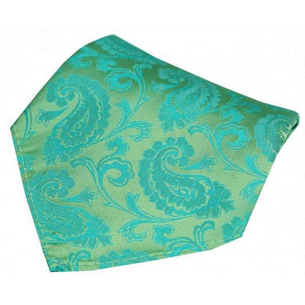 david van hagen Green Paisley Woven Silk Pocket Square