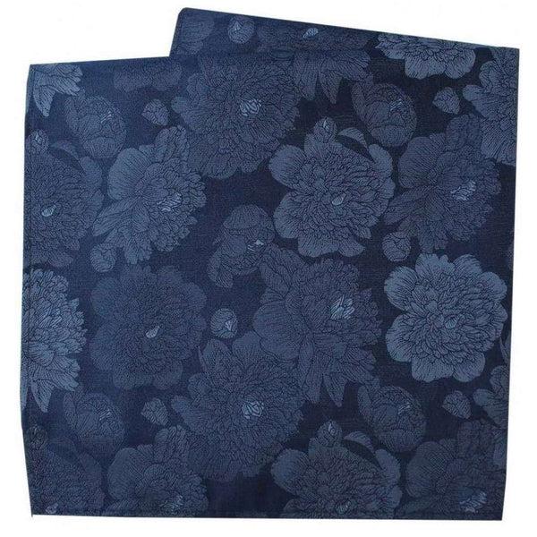 david van hagen Navy Large Flowers Silk Pocket Square