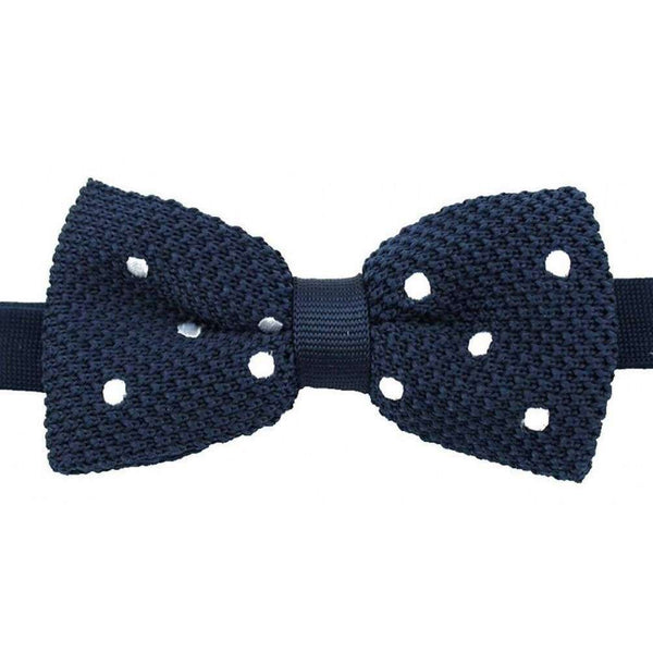david van hagen Navy Polka Dot Knitted Polyester Bow Tie