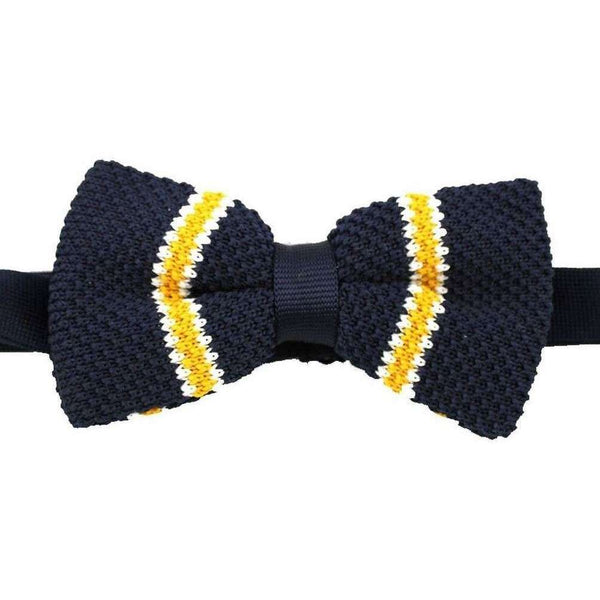 david van hagen Navy Striped Knitted Polyester Bow Tie