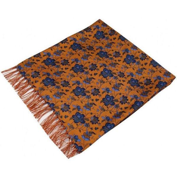 david van hagen Orange Edwardian Flowers Silk Aviator Scarf