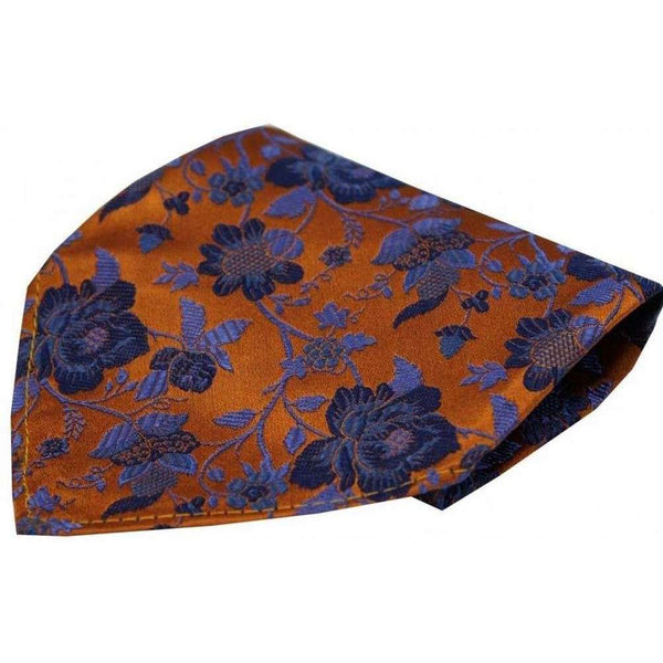 david van hagen Orange Floral Patterned Silk Handkerchief
