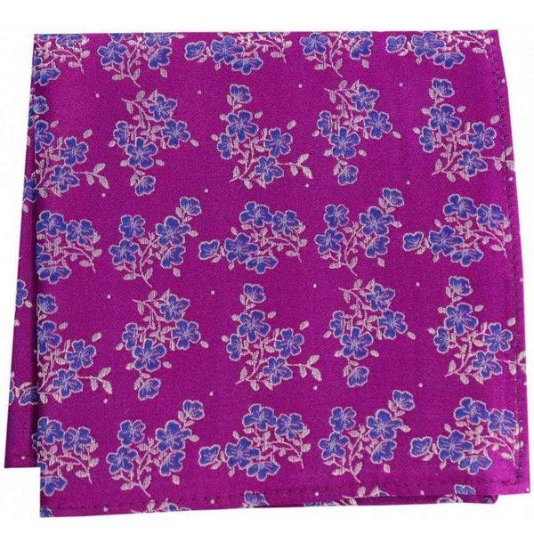 david van hagen Pink Small Flowers Silk Pocket Square