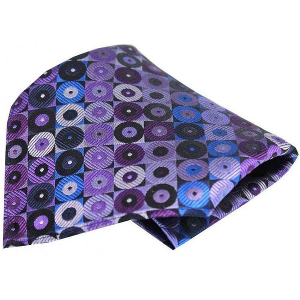 david van hagen Purple Circle Pattern Silk Pocket Square